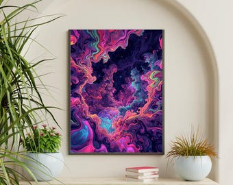 UV Reactive Psychedelic Galaxy Tapestry: Trippy Vaporwave Art