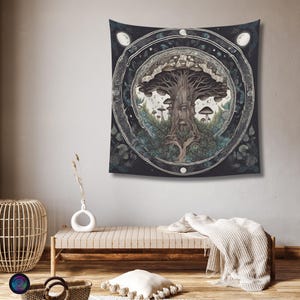 Psychedelischer Gigantischer Pilz Schwarzlicht reaktiver Wandteppich, Psytrance UV aktiv Trippy Dekor, Hippie Wandbehang, Psychedelische Wandkunst