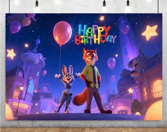 Fondo de Zootopia / Decoración infantil de Judy Hopps y Nick Wilde