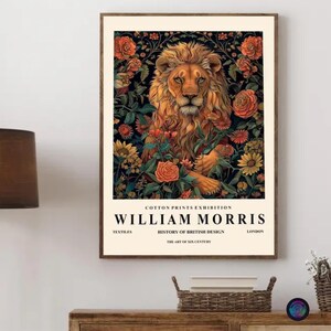 Lion William Morris Wall Art Poster - William Morris Classic Collection Prints - Gothic Wall Decor - Vintage Wild Animal Poster