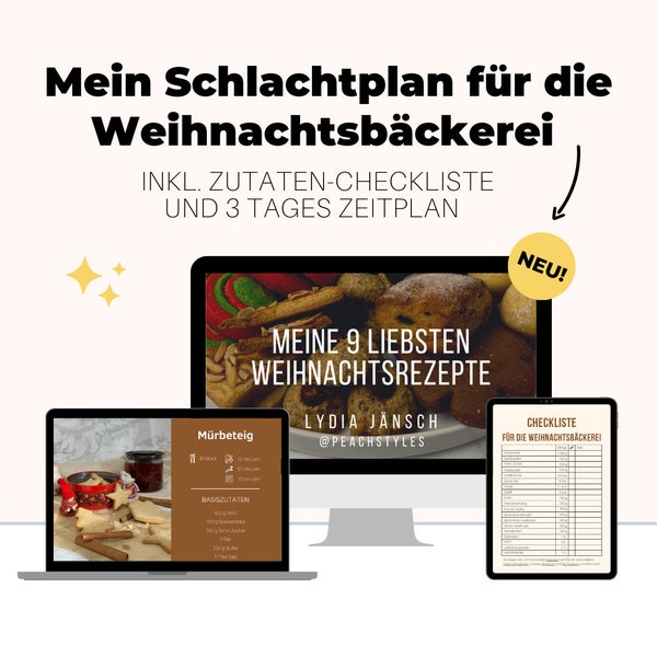 Digitaler Schlachtplan für die Weihnachtsbäckerei - Online Backbuch zu Weihnachten von Peachstyles zum Download