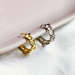 Mini Creole Earring Chain - Little Creole Earring Chain Unity Small Ring Minimalist Silver Sterling Silver Gold Plated