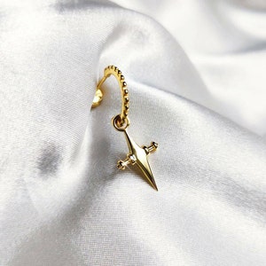 Mini Creole earring CROIX - Silver gold-plated silver - Little creole earring CROSS hoop ring gold silver earring gold gold balls