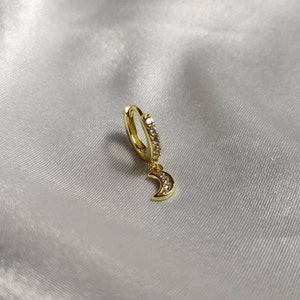 Mini Creole moon - gold-plated silver - Little creole earring moon moon unity ring minimalist gold silver sterling ring