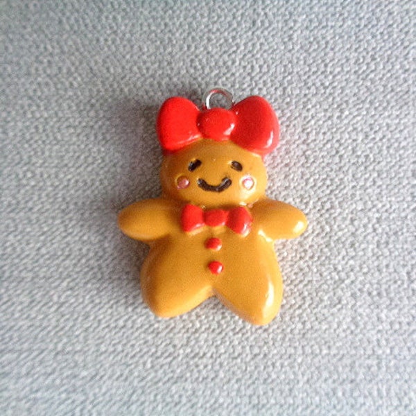 Charm ou Breloque Enfant Fimo Madame Pain d'épice Ti biscuit maman Gourmandise Noël - Vendu à l'unité