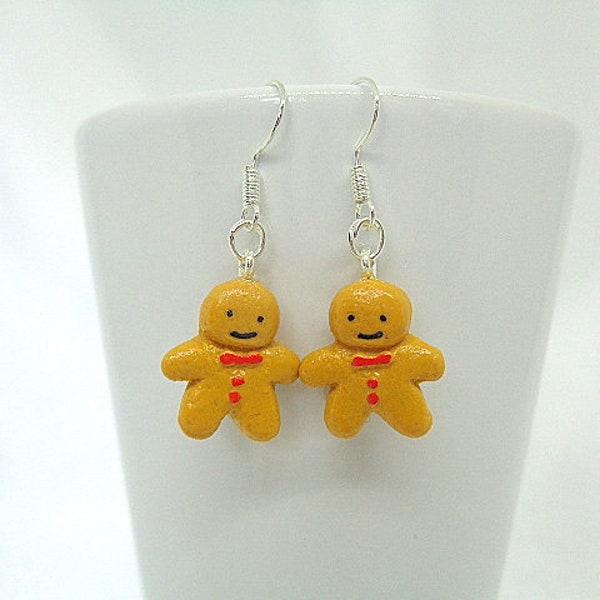 Cadeau de Noël, Boucles d'oreilles Pâte Polymère Fimo "Pain d'épice" biscuit de Noël pain d'épice de noël, manala ti biscuit - Fait main