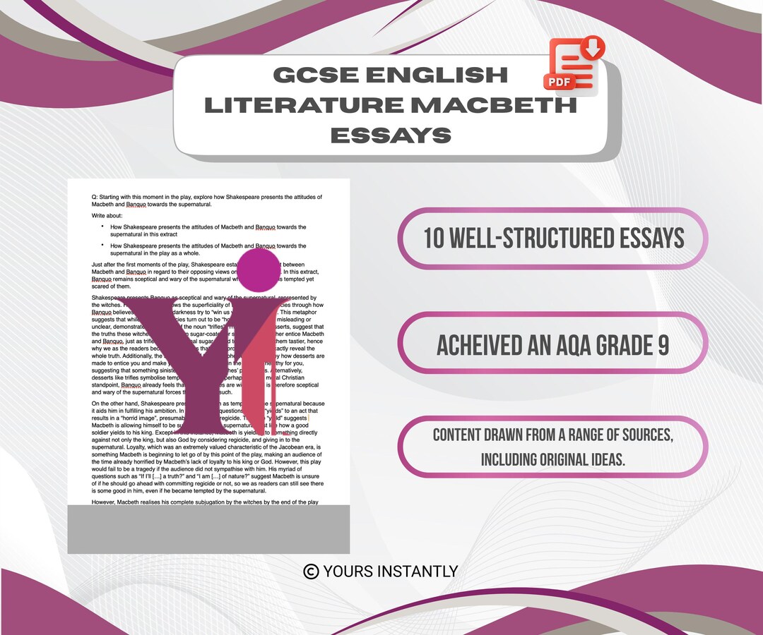 Macbeth Essays GCSE English Literature AQA: Grade 9 Achieved - Etsy UK