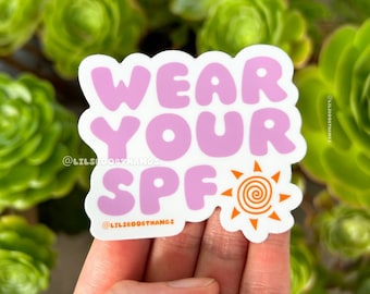 Glossy sunscreen sticker, sunscreen sticker, Bulk bundle Vinyl Stickers, Wear your SPF sticker, spf sticker | @lilsboobthangs