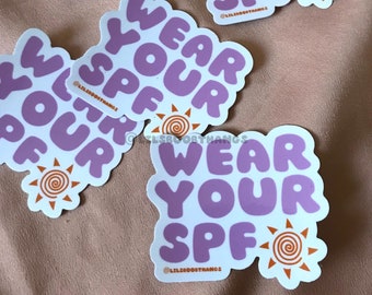 Glossy sticker, LIMITED EDITION Holographic Vinyl Sticker, Wear your SPF sticker, laptop sticker, water bottle sticker | @lilsboobthangs