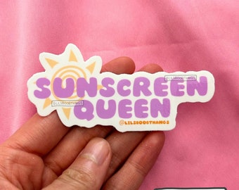 Glossy sticker, sunscreen queen, Wear your SPF sticker, laptop sticker, water bottle sticker | @lilsboobthangs