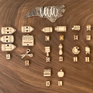 Teacher/ school themed chain and stud PAIRS