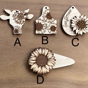 Sunflower Cow, Ear Tag, Layered Teardrop and Hairclip