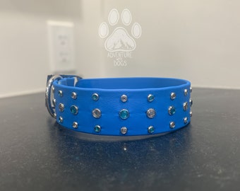 The Classic - 1.5” Biothane Bling Collar - Rhinestone dog collar, dog collar, gemstone dog collar, custom dog collar, vegan leather collar