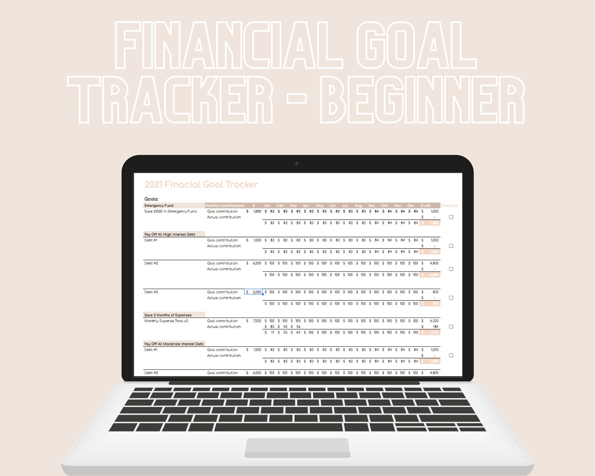 Financial Goal Tracker Goal Progress Tracking Template Goal | Etsy
