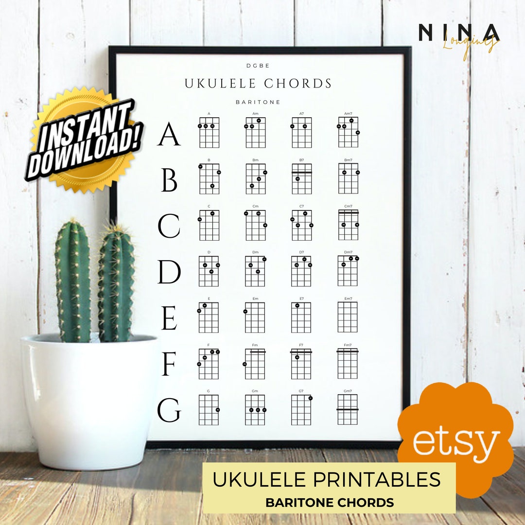 Printable UKULELE BARITONE CHORDS | Acordes Ukelele Barítono ...