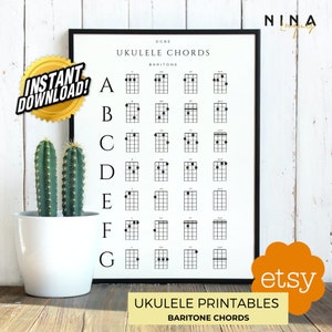 Printable UKULELE BARITONE CHORDS | Acordes Ukelele Barítono imprimibles
