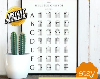 Printable UKULELE BARITONE CHORDS | Acordes Ukelele Barítono imprimibles