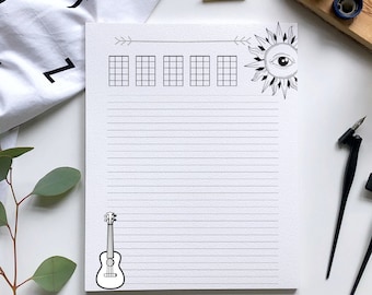Ukelele blanco muziekblad | Schrijf de ukelele-accordes