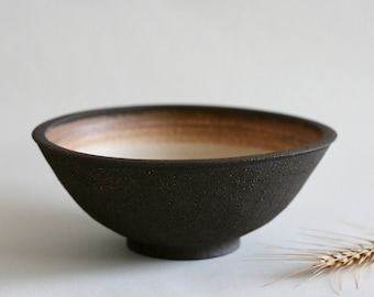 Black Ceramic bowl | Serving bowl | Salad bowl | Pasta bowl | Japanese style pottery