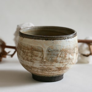 Creme Keramik Schale | Runde Suppenschüssel | Chawan | Keramik im japanischen Stil