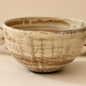 Ceramic bowl with lines | Pottery Salad bowl | Japanese style pottery