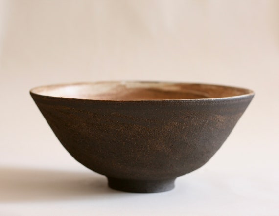 Handmade Black Ceramic bowl | Large serving bowl | Japanese style pottery