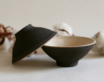Set of Two - Black Ceramic tiny dish | Mini Bowl | Soy Sauce Dish | Japanese style pottery
