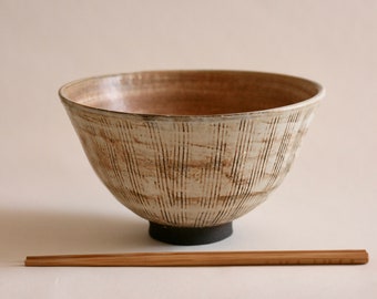 Handmade Cream Lined Ramen bowl | Pottery bowl | Japanese style bowl