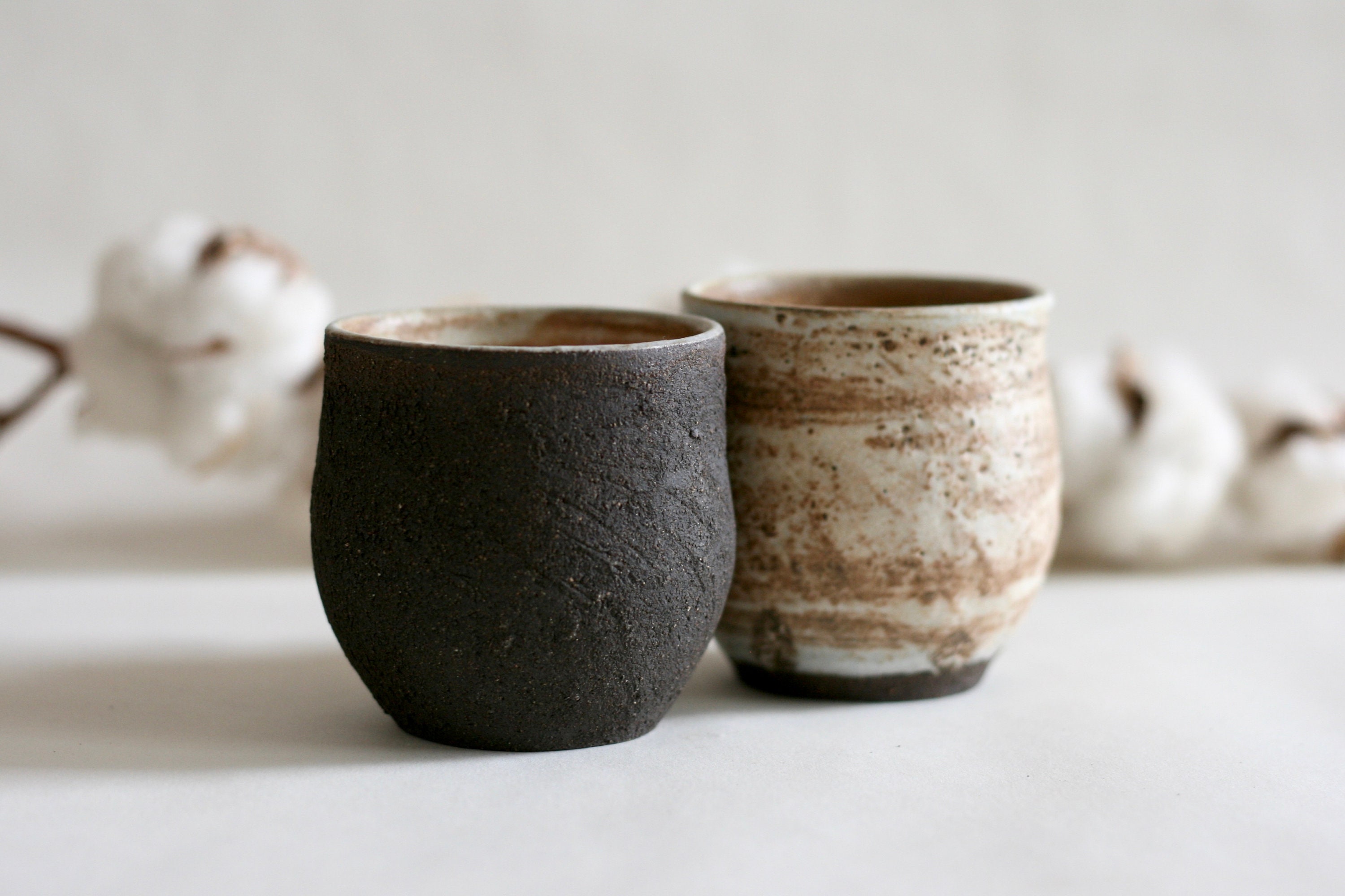 手作りの黒陶器カップ | 小さな陶器カップ | 和風陶器 - Etsy 日本
