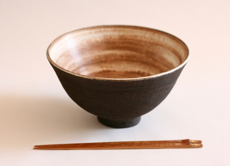 Black Ramen Bowl Ceramic Soup Bowl Japanese style Pottery Single Bowl