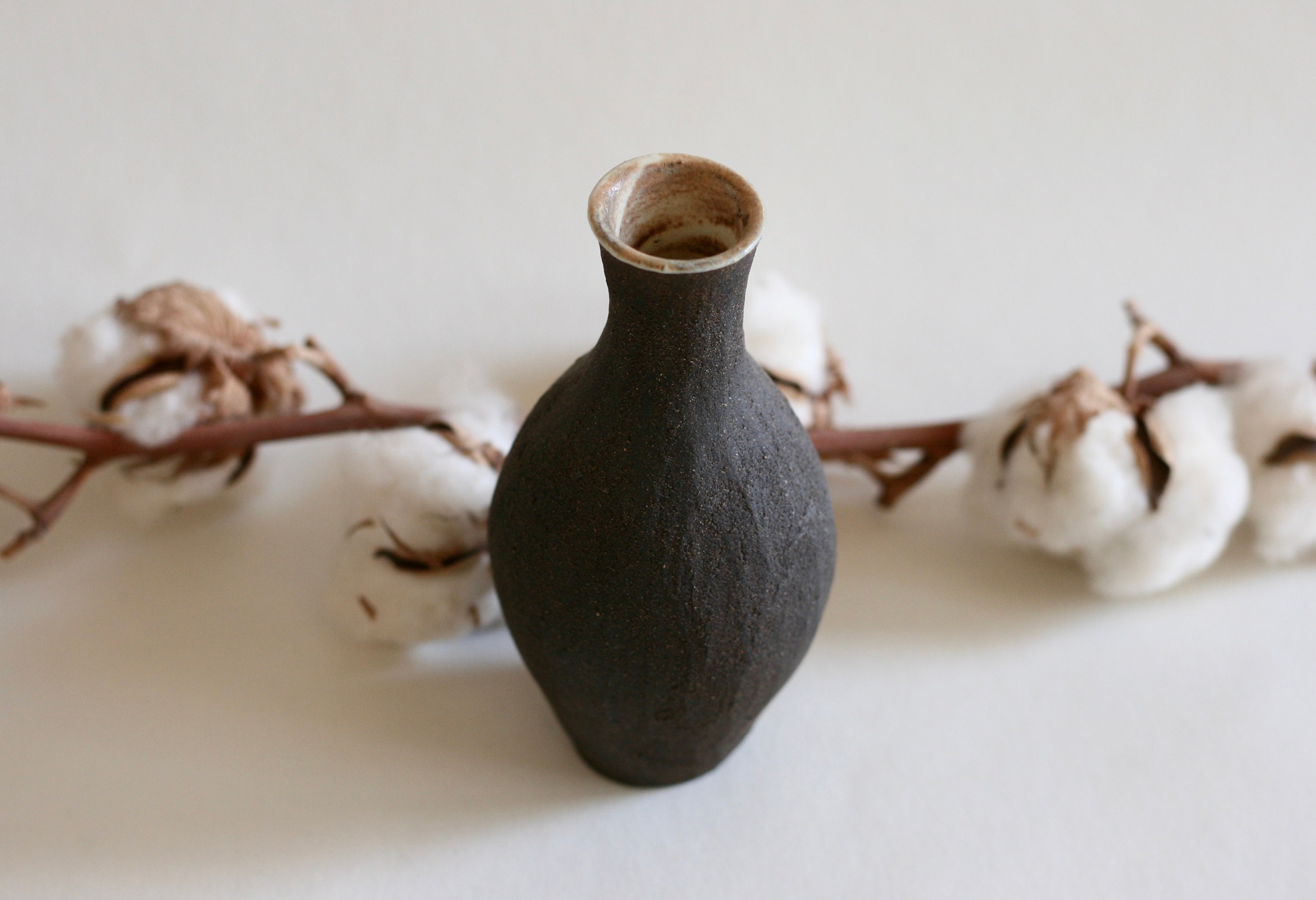 Handmade Black Ceramic Bud Vase | Small Vase | Single Flower Vase ...
