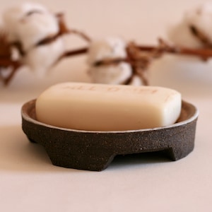 Black Ceramic Soap Dish | Handmade Soap Holder | Japanese style pottery