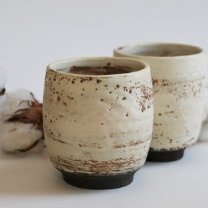 Set of Two | Cream ceramic cup | Yunomi cup | Japanese style Tumbler