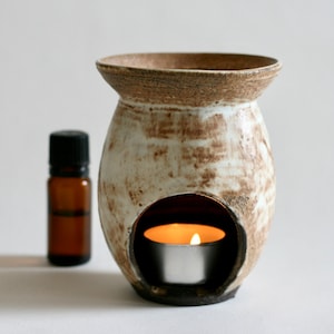 Handmade Cream ceramic incense burner | Pottery essential oil burner | Japanese style Pottery