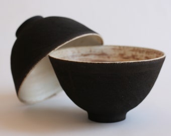 Handmade Set of Two Black Ramen Bowl | Ceramic Soup Bowl | Japanese style Pottery
