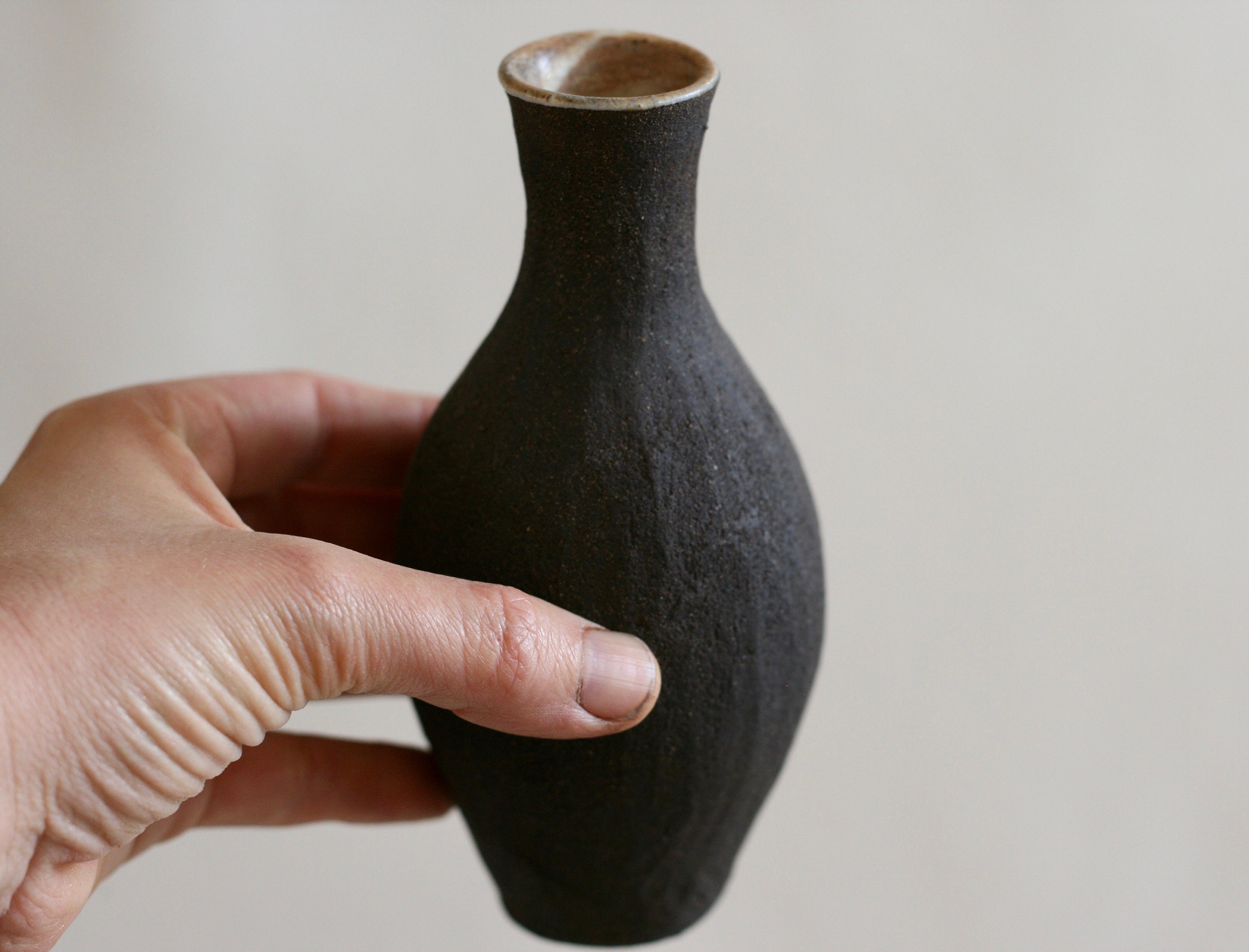Handmade Black Ceramic Bud Vase | Small Vase | Single Flower Vase ...