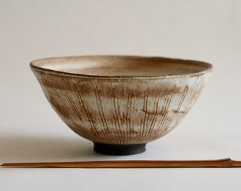 Handmade Ceramic Small Lined Noodle bowl | Pottery bowl | Japanese style pottery