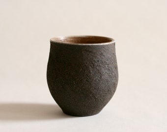 Handmade Black ceramic cup | Round pottery cup | Japanese style Pottery