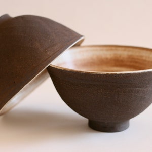 Black Ramen Bowl Ceramic Soup Bowl Japanese style Pottery Set of Two