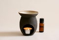 Black ceramic incense burner | Pottery essential oil burner | Japanese style pottery