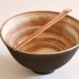 Black Ramen Bowl Ceramic Soup Bowl Japanese style Pottery image 2