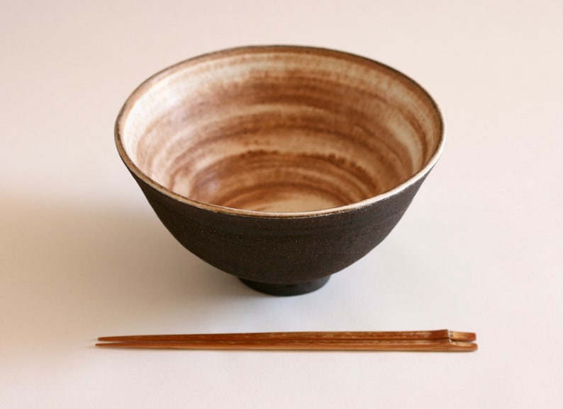 Black Ramen Bowl Ceramic Soup Bowl Japanese style Pottery image 3