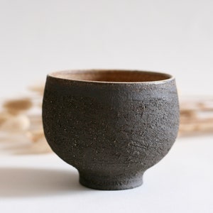 Black ceramic cup | Handmade tea bowl | Small bowl | Japanese style pottery
