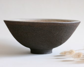 Black Ceramic bowl |  Large serving bowl | Salad bowl | Japanese style pottery