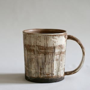 Cream Lined ceramic Mug | Japanese style Coffee Cup