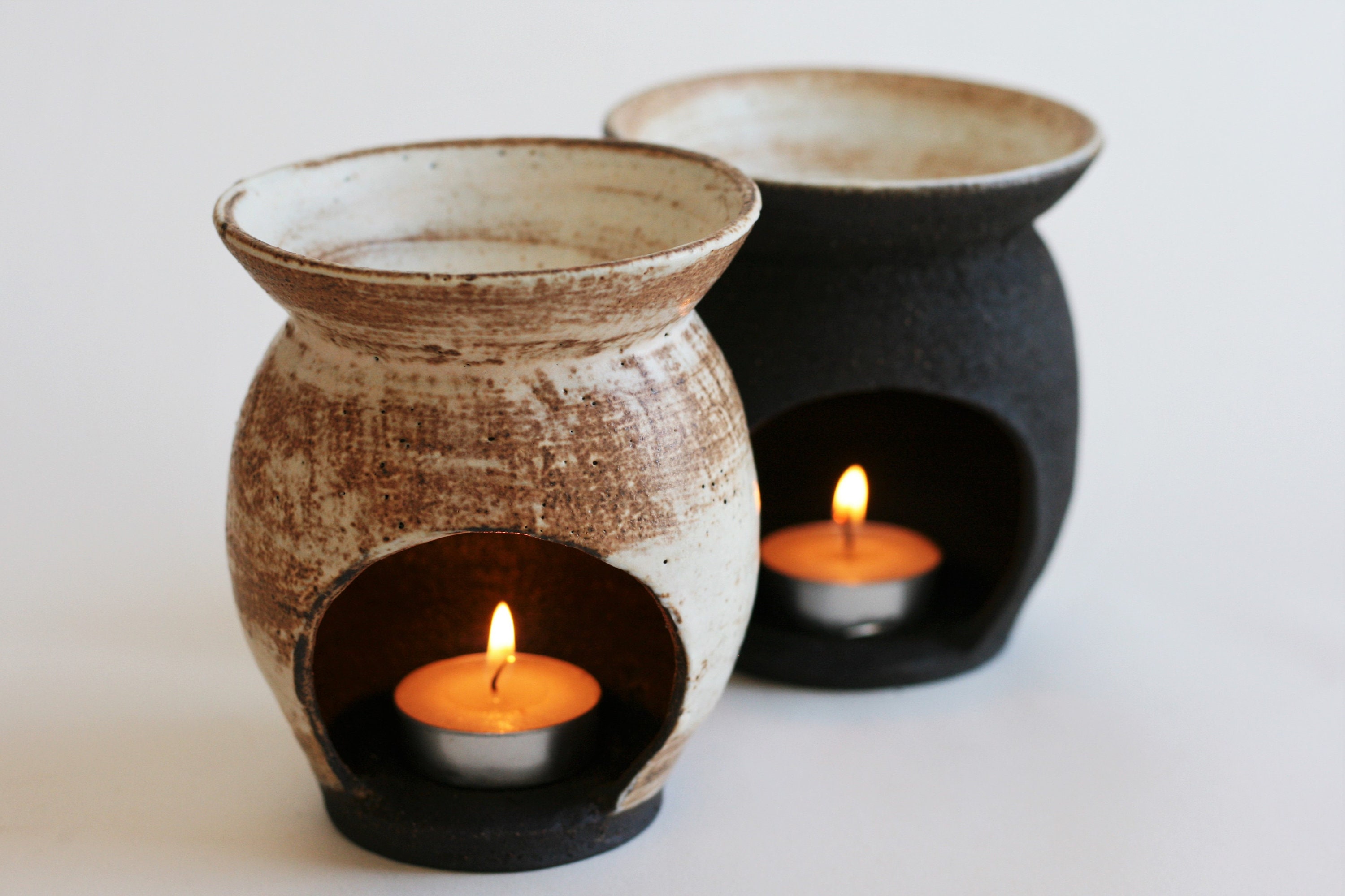 Black ceramic incense burner Pottery essential oil burner Etsy