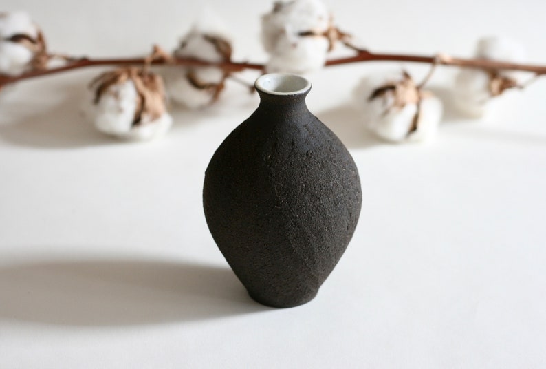 Handmade Black Ceramic Bud Vase | Small Vase | Japanese Style Pottery ...