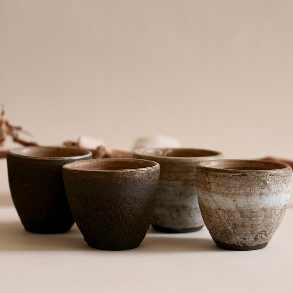 Set of Four - Ceramic tiny cup | Espresso cup | Sake cup | Japanese style pottery