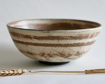 Ceramic Cream Pasta bowl | Pottery Serving bowl | Salad Bowl | Japanese style pottery