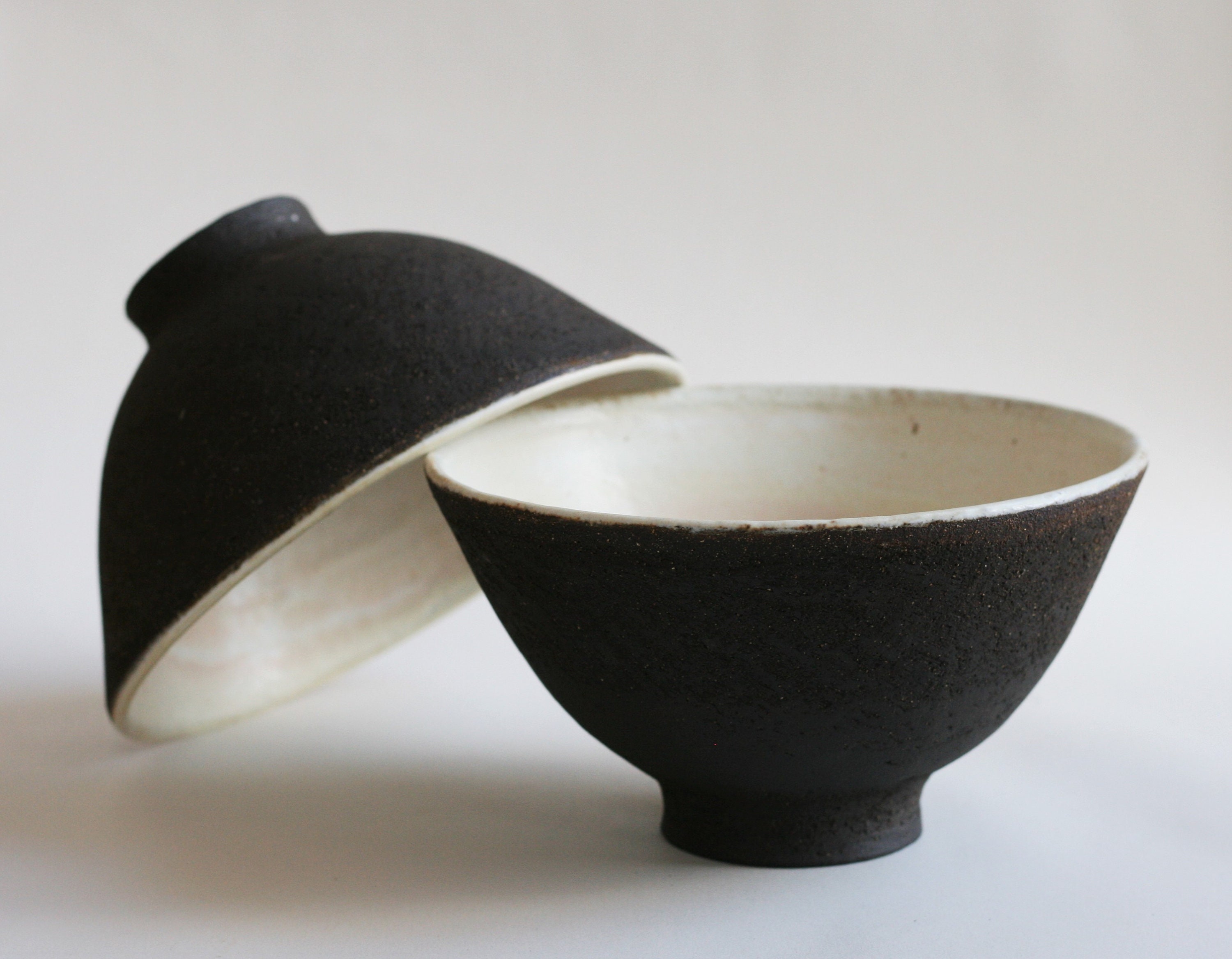 Set of Two Black Ramen Bowl Ceramic Soup Bowl Japanese Etsy